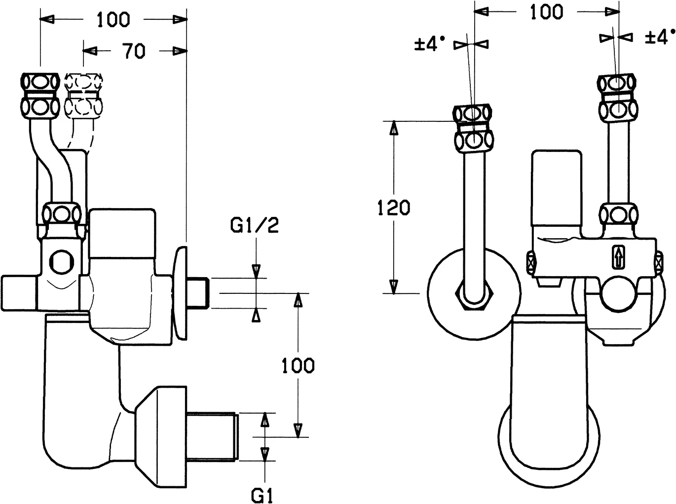 Hansa Regelventil für 1 oder 2 Rohrsysteme Hansa 6330, Wandmontage Hansa Regelventil für 1 oder 2 Rohrsysteme Hansa 6330, Wandmontage