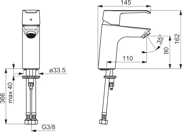 Einhand-Waschtischarmatur „Polo“ Ausladung 110 mm in Chrom Einhand-Waschtischarmatur „Polo“ Ausladung 110 mm in Chrom