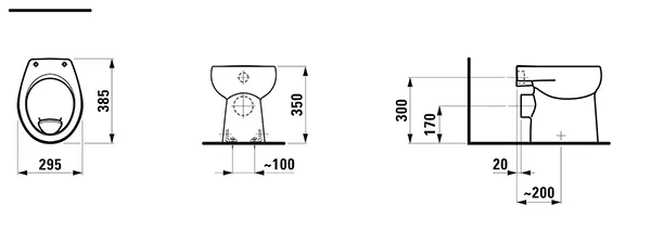 Laufen Stand-Flachspül-WC Keramikhöhe 35 cm „Florakids“ 295 × 350 × 385 mm in Weiß, Abgang waagerecht Laufen Stand-Flachspül-WC Keramikhöhe 35 cm „Florakids“ 295 × 350 × 385 mm in Weiß, Abgang waagerecht
