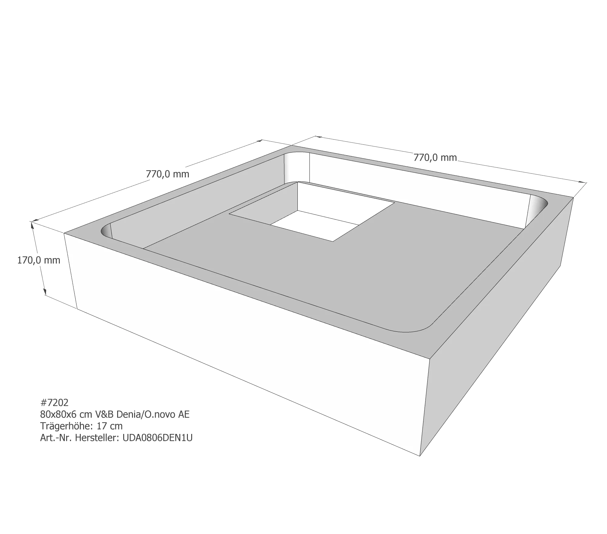 Duschwannenträger für Villeroy & Boch O.novo 80 × 80 × 6 cm