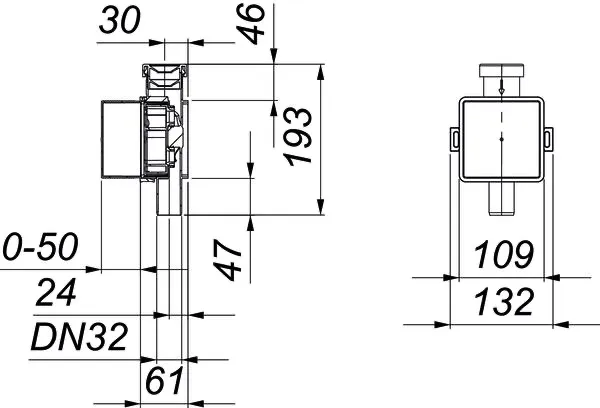Wandeinbau-Kondensat-Siphon 138, DN 32 Wandeinbau-Kondensat-Siphon 138, DN 32