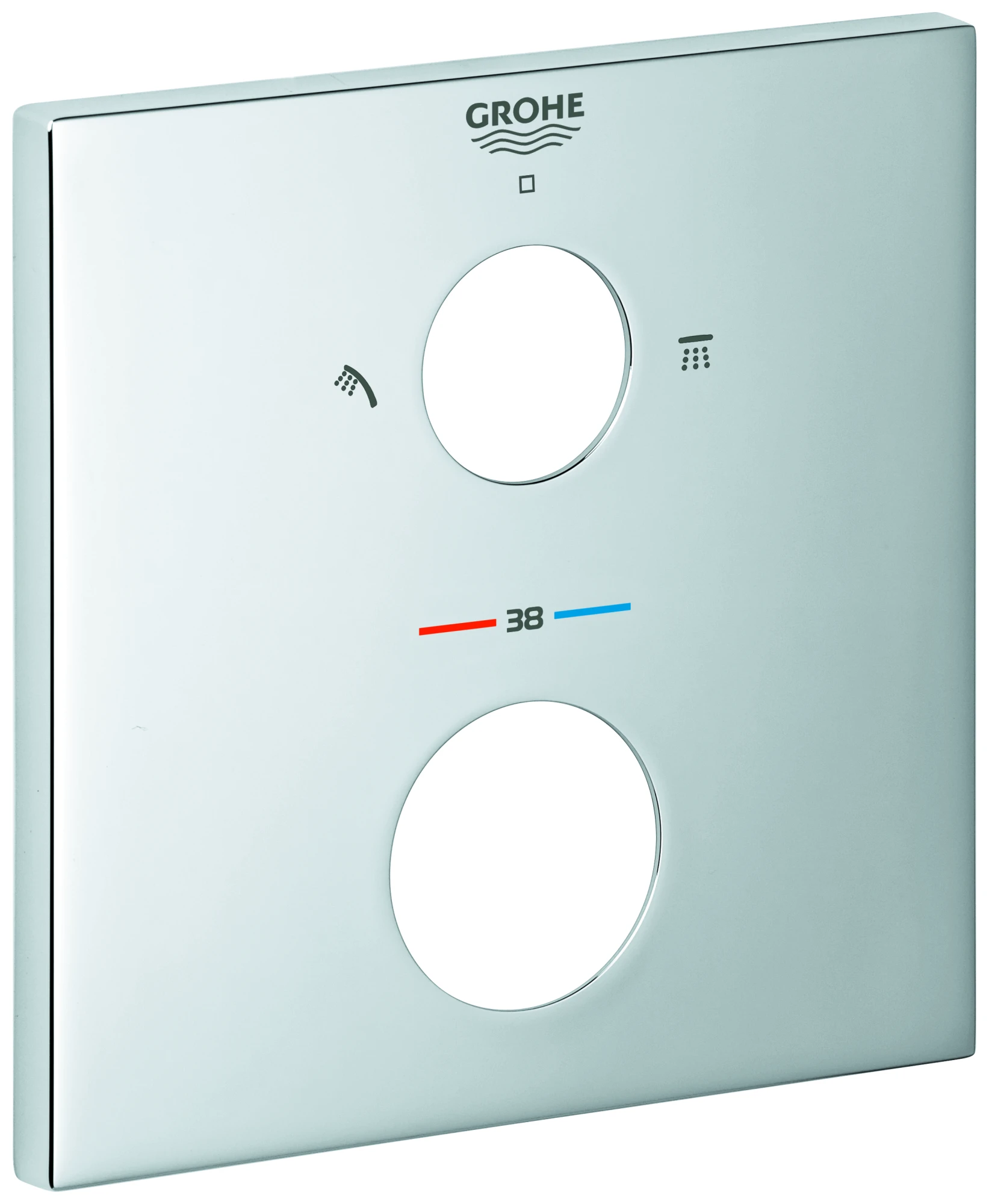 Rosette 48428, für Thermostat-Fertigmontagesets 49102, eckig, chrom