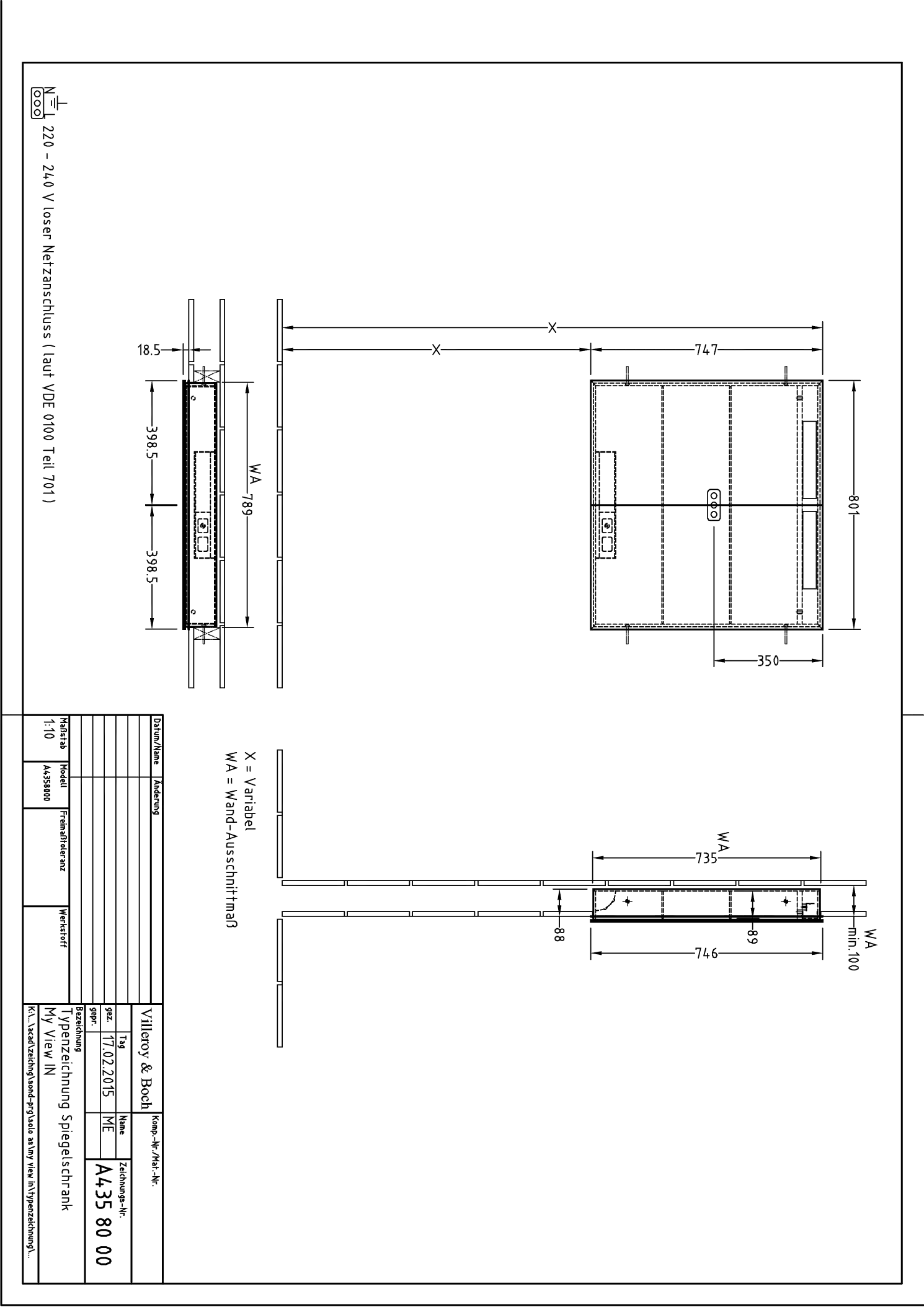 Villeroy & Boch Unterputz-Spiegelschrank „My View-In“ 80,1 × 74,7 × 10,7 × 10,7 cm