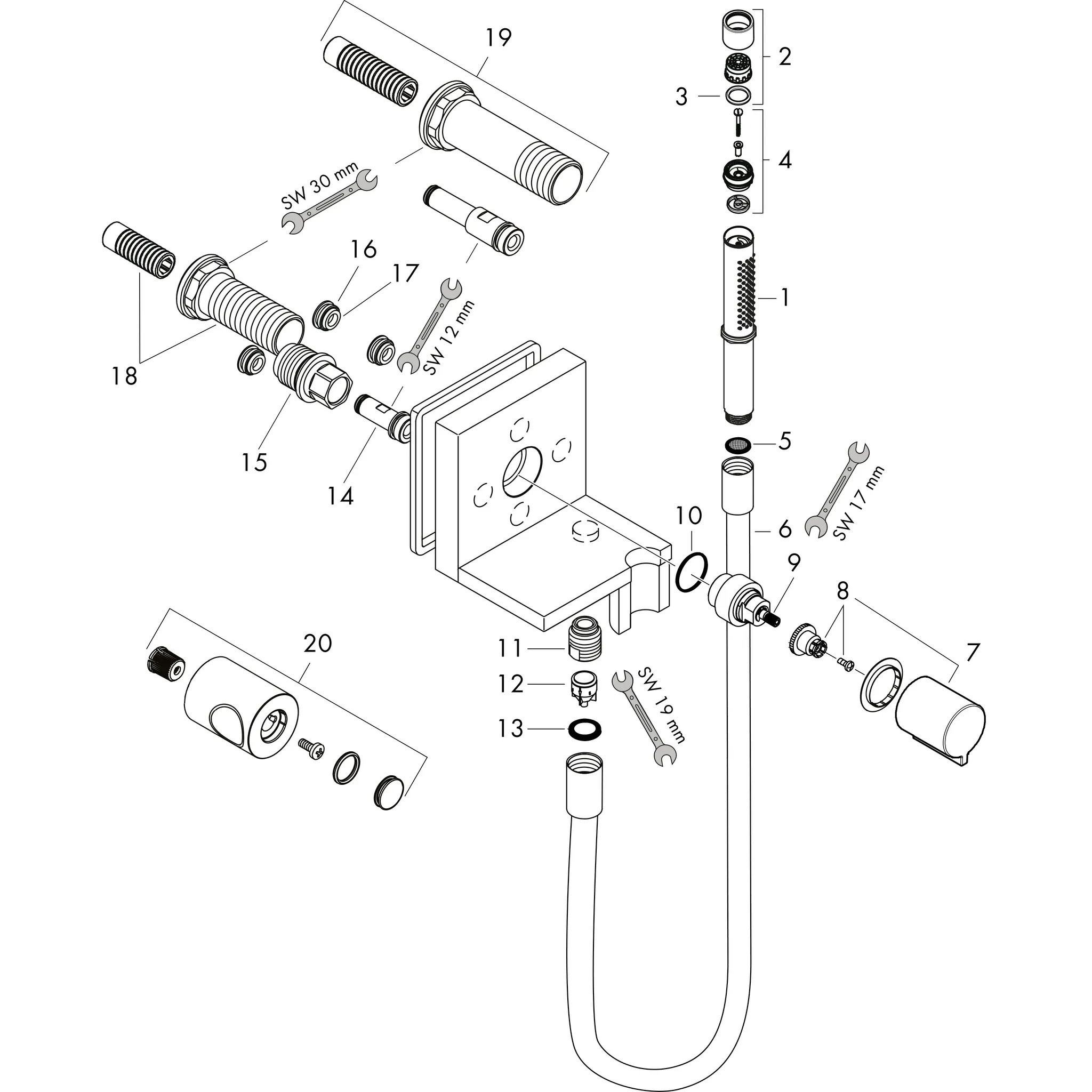 Handbrausenmodul Axor Starck Fertigset chrom Handbrausenmodul Axor Starck Fertigset chrom
