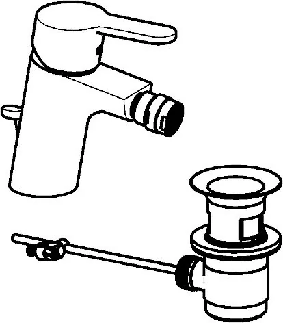 HansaPRIMO Bidetarmatur Einhebelmischer HansaPRIMO 4943 Zugstangenablaufgarnitur Ausladung 107 mm DN15 Chrom