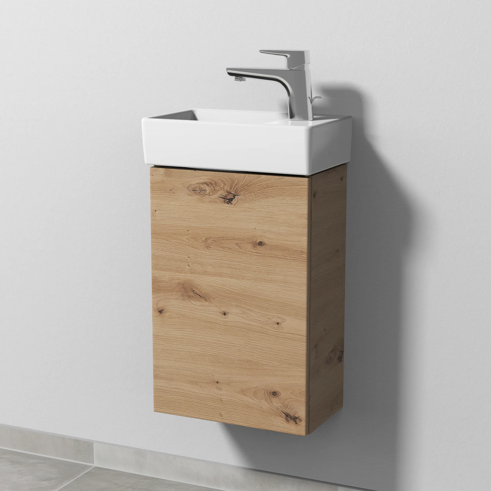 Sanipa Waschtischunterschrank „3way“ passend zu Keramik-Waschtische Avento von Villeroy & Boch 340 × 510 × 202 mm in Eiche Natural-Touch, Anschlag