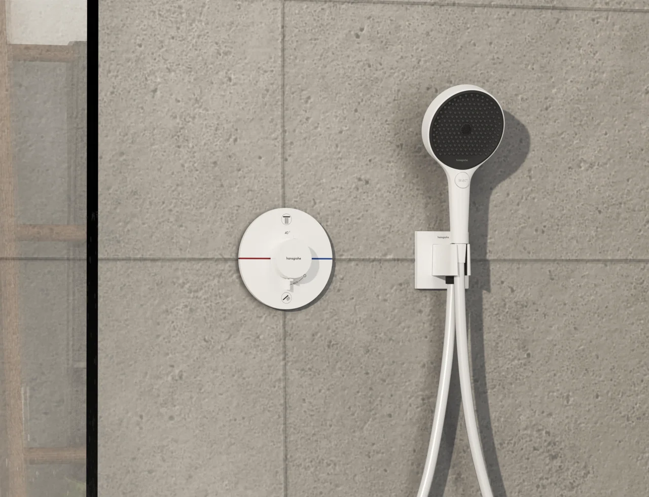 Hansgrohe ShowerSelect Comfort S Thermostat Unterputz, Mattweiß, 2 Verbraucher, einfache Installation, Sicherheitssperre bei 40°C
