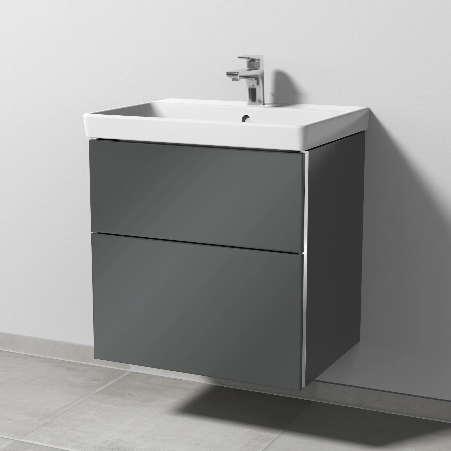 Sanipa Waschtischunterschrank „3way“ passend zu Keramik-Waschtische Avento von Villeroy & Boch 580 × 580 × 452 mm in Anthrazit (glanz)