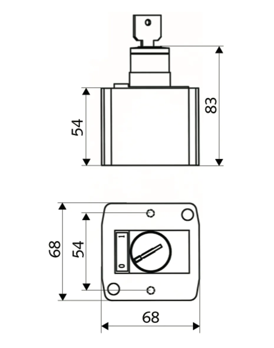 Schlüsselschalter thermische Desinfektion, Aufputzschlüsselschalter 240V / 3 A, IP65