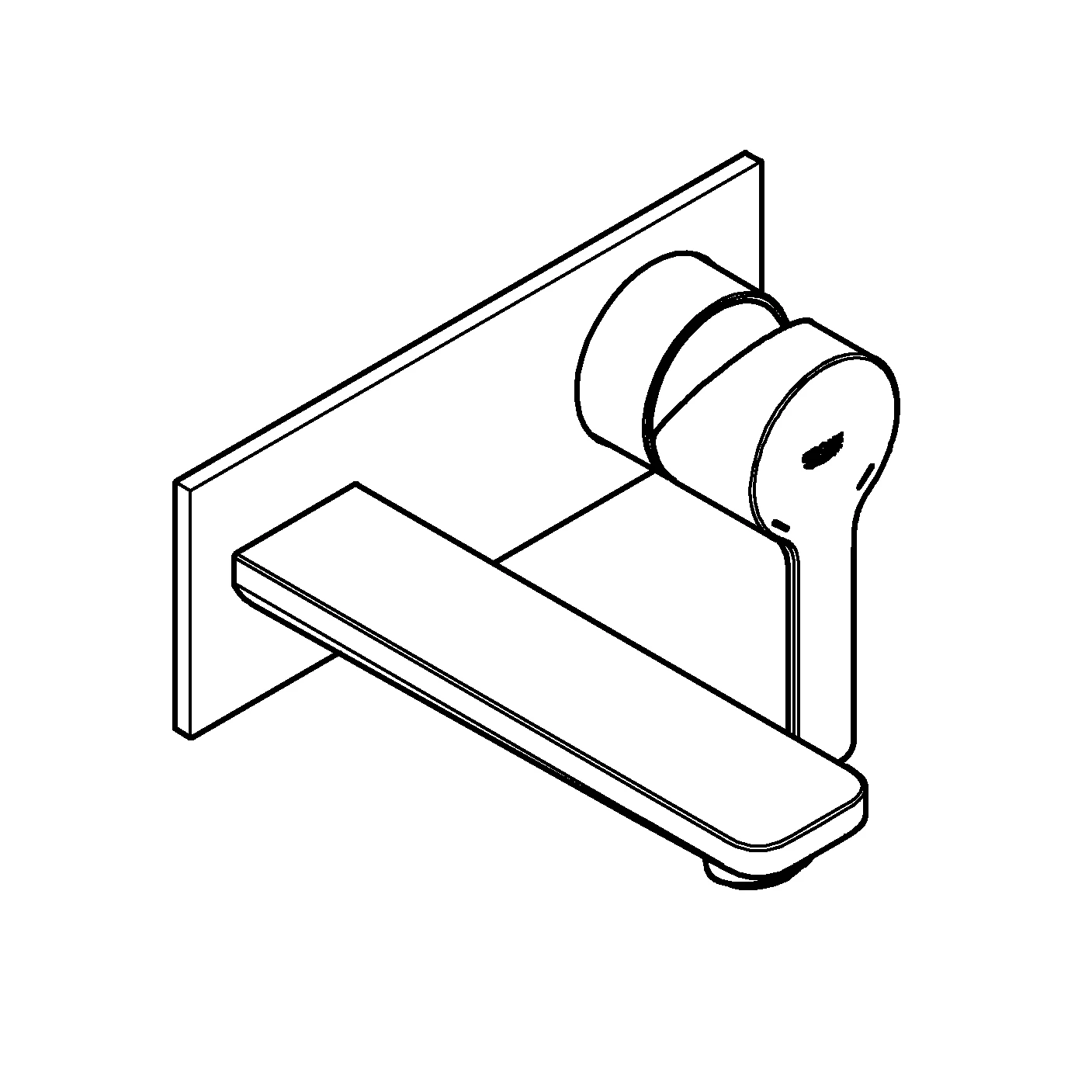 2-Loch-Waschtischbatterie Lineare 19409_1, Wandmontage, Fertigmontageset für 23 571, Ausladung 149 mm, chrom