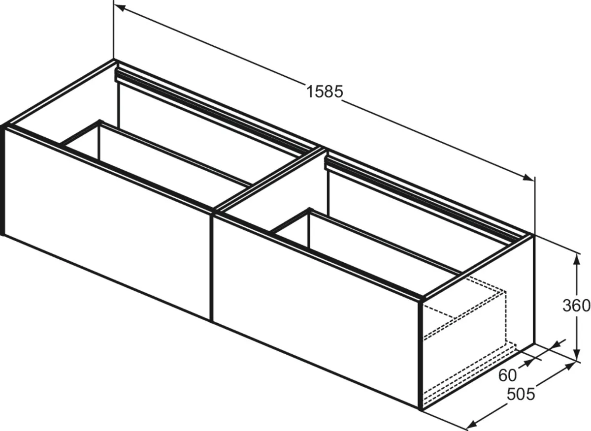 Ideal Standard Waschtischunterschrank „Conca“ 158,5 × 36 × 50,5 cm Walnuss dunkel Furnier Ideal Standard Waschtischunterschrank „Conca“ 158,5 × 36 × 50,5 cm Walnuss dunkel Furnier
