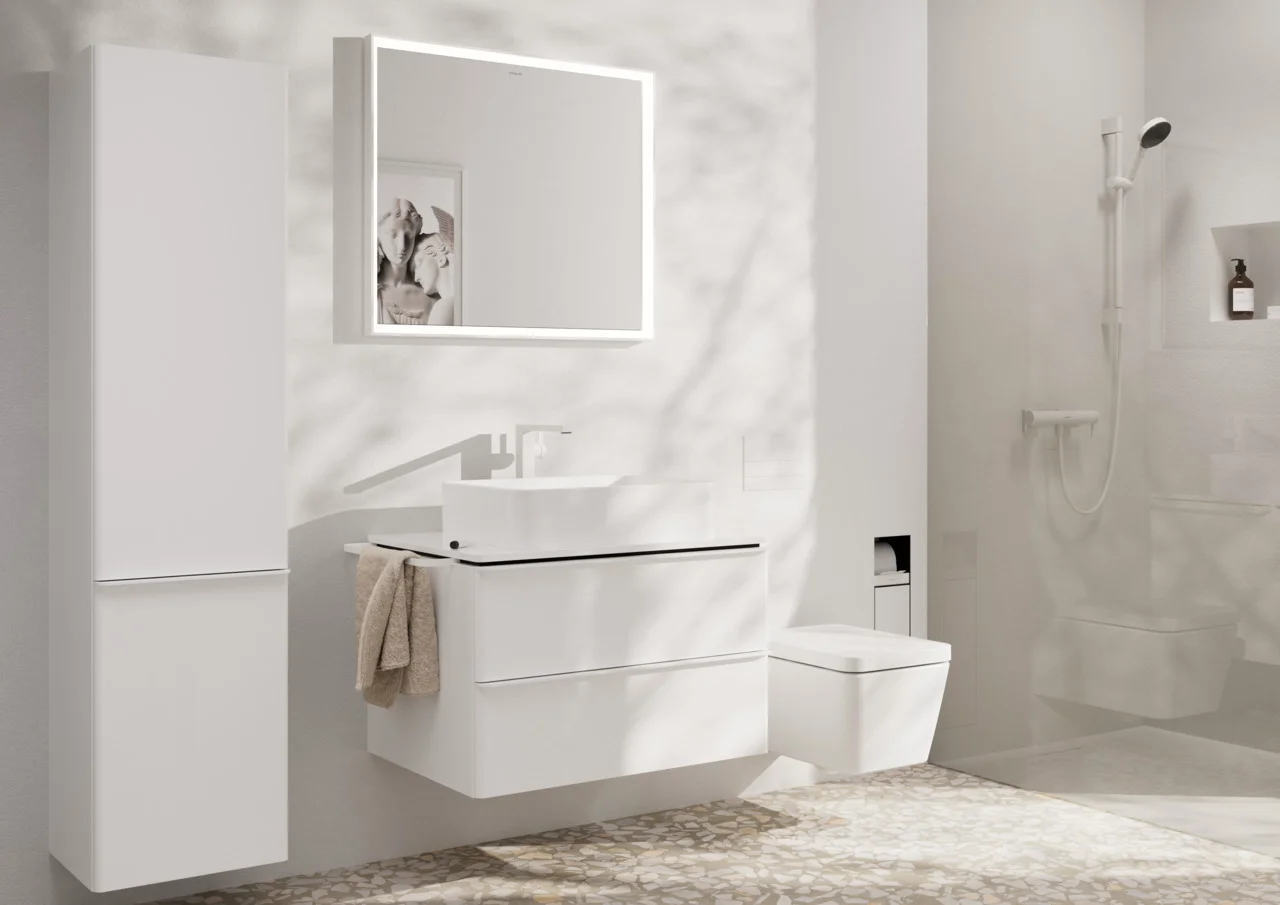 Hansgrohe Xarita E Spiegel 800/700/50 mm mit LED-Beleuchtung, IR-Sensor, Mattweiß