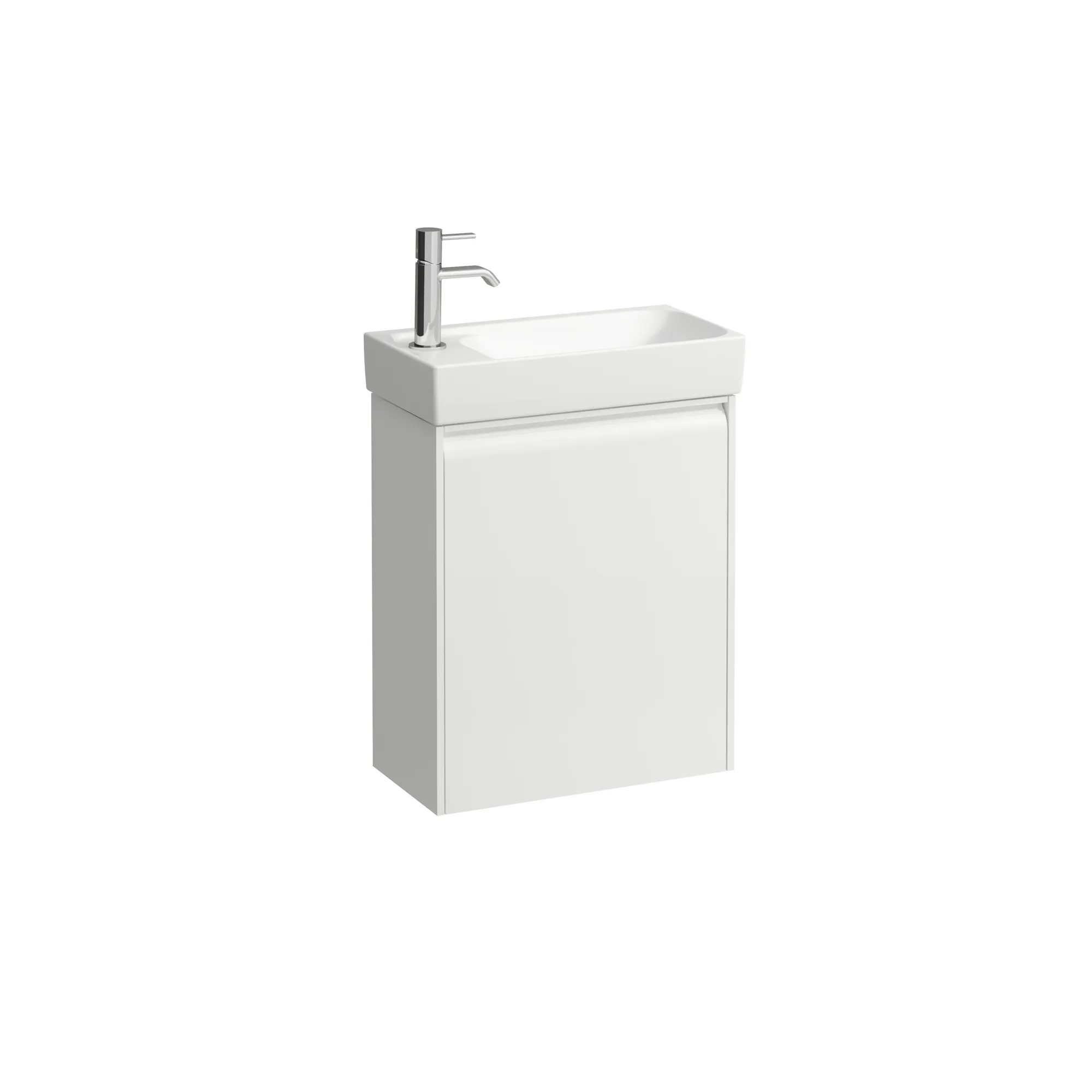 Waschtischunterbau MEDA 222x437x515 1Tür Scharnier links integrierte Griffleiste für Waschtisch H815114 weiß matt Waschtischunterbau MEDA 222x437x515 1Tür Scharnier links integrierte Griffleiste für Waschtisch H815114 weiß matt