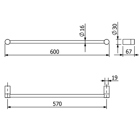 -VELA R Badetuchhalter Länge = 600MM chrom