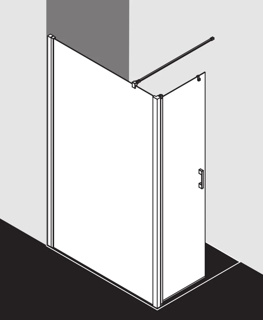 Kermi Duschdesign Walk-In-Duschkabine WALK-IN Wall mit beweglichem Flügel links „LIGA“ Glas Klar, Profile Silber Hochglanz, BV: 875 - 900 mm GAK: 860 - 885 mm WE: 885 - 910 mm H: 1850 mm