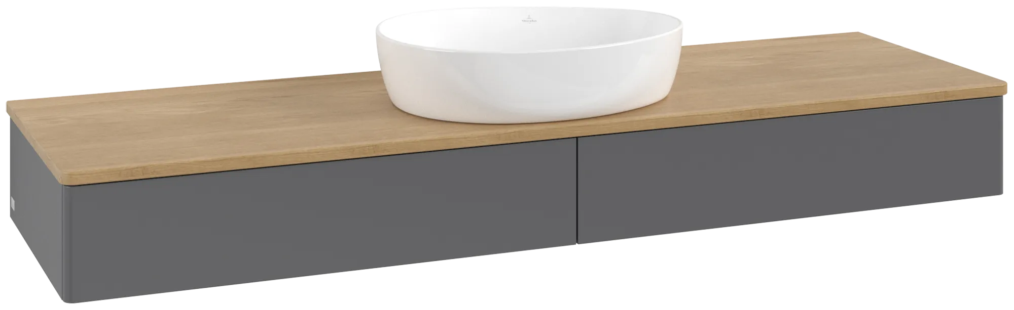 Villeroy & Boch Antao Waschbeckenunterschrank K14_1, 1600x190x500 mm, anthrazit matt lackiert / honig eiche