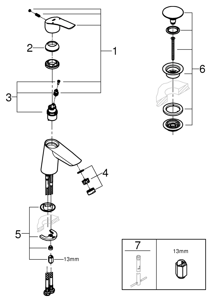 Grohe Eurosmart Professional (2021) Einhandmischer 23968_3 S-Size geneigt gl. K. PO-Abl.grt. chrom Grohe Eurosmart Professional (2021) Einhandmischer 23968_3 S-Size geneigt gl. K. PO-Abl.grt. chrom