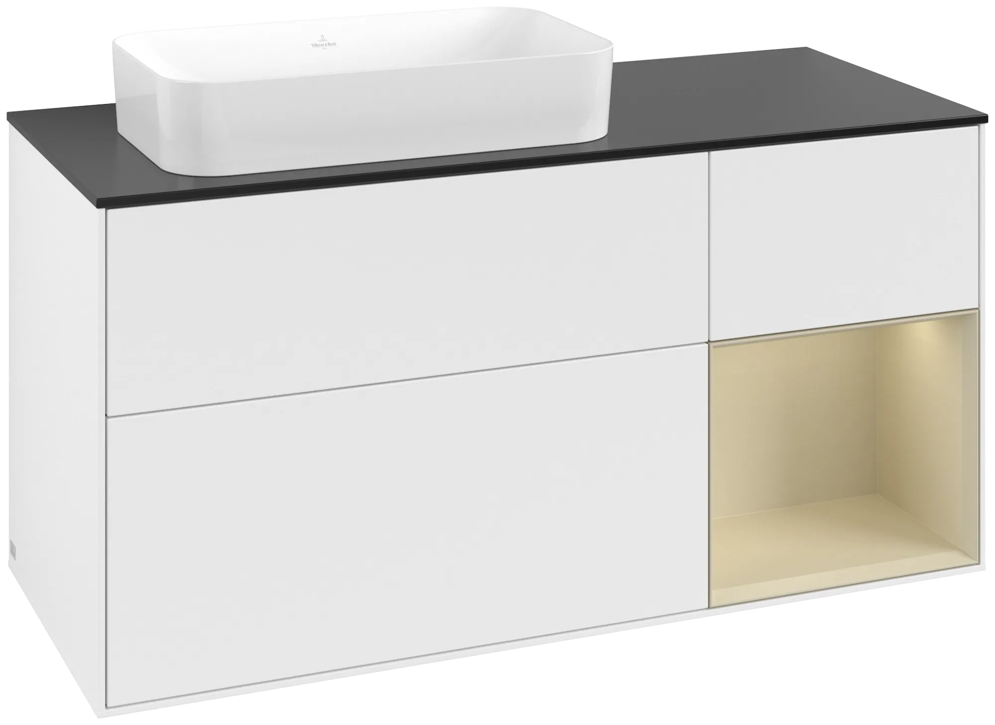 Villeroy & Boch Finion Waschbeckenunterschrank G69, 1200x603x501mm, weiß/silber/glas