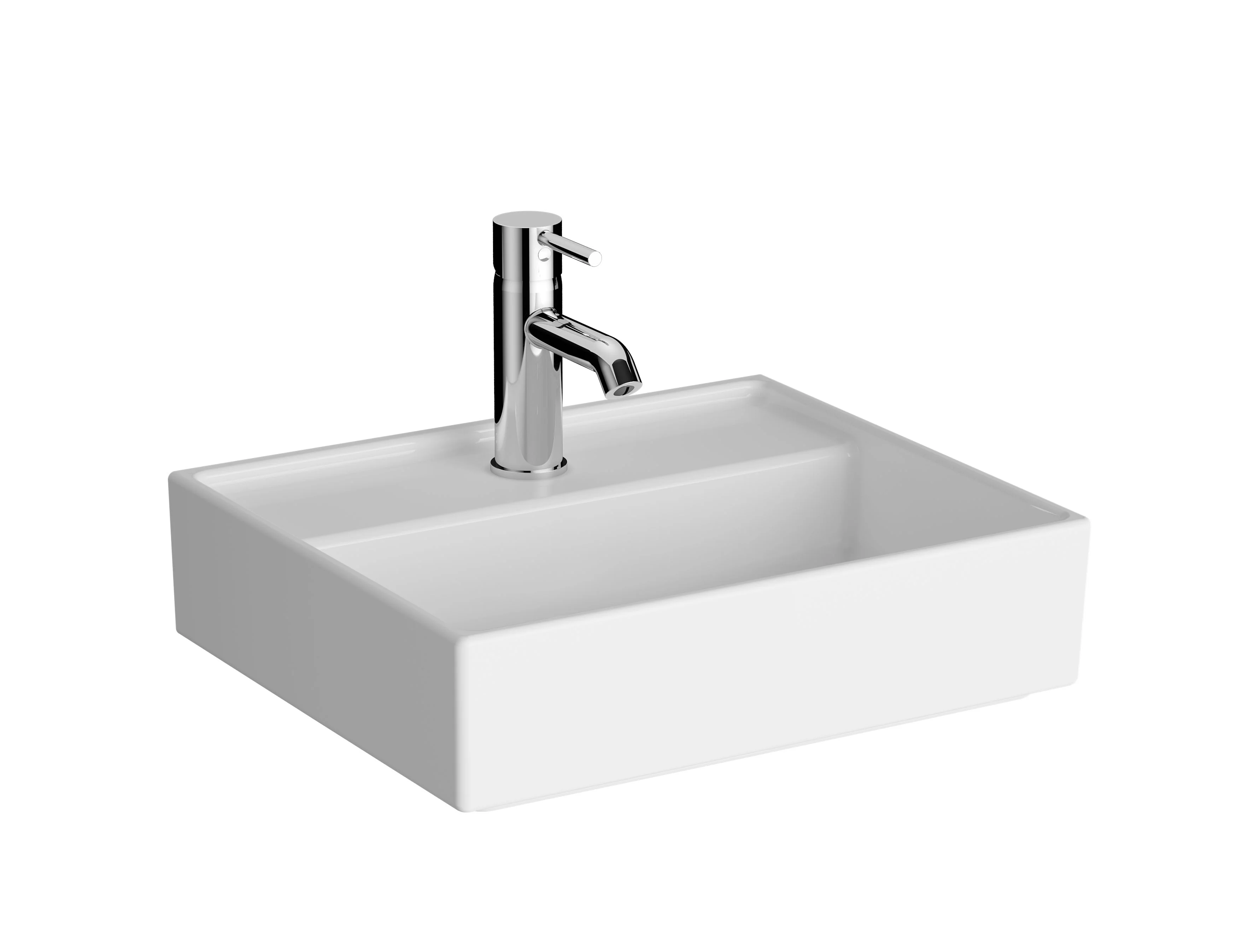 ArchiPlan Waschtisch Compact 45 x 38 cm rechteckig wandgebunden mit Hahnloch ohne Überlaufloch Weiß Hochglanz mit Oberflächenveredelung Clean