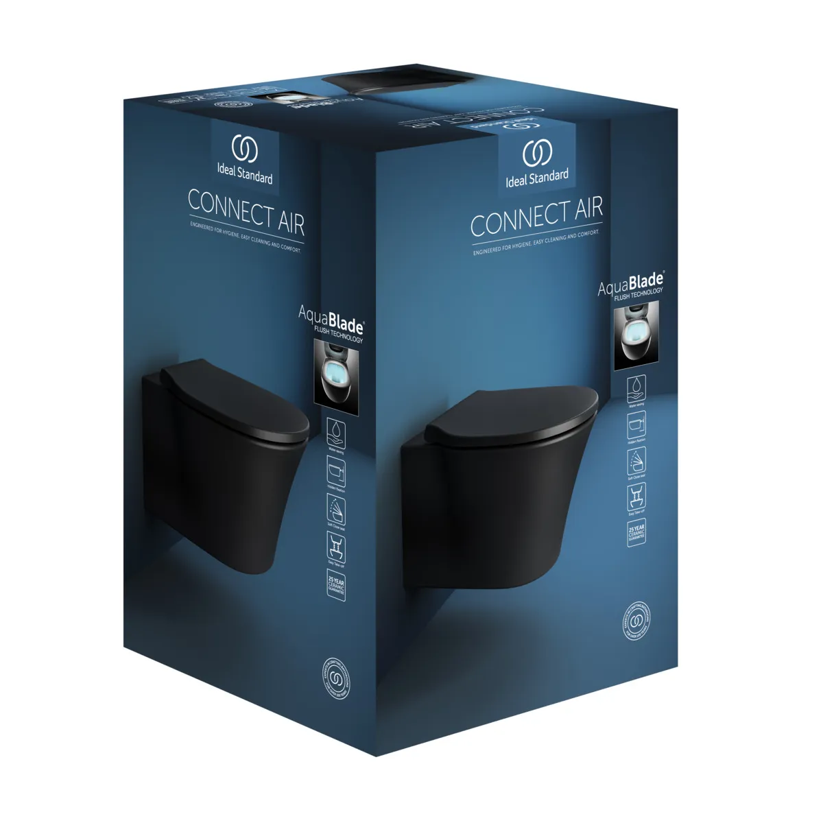 Ideal Standard Connect Air Wand-Tiefspül-WC-Kombipaket Connect Air, AQUABLADE, mit Softclosing, 360x540mm, Schwarz Ideal Standard Connect Air Wand-Tiefspül-WC-Kombipaket Connect Air, AQUABLADE, mit Softclosing, 360x540mm, Schwarz