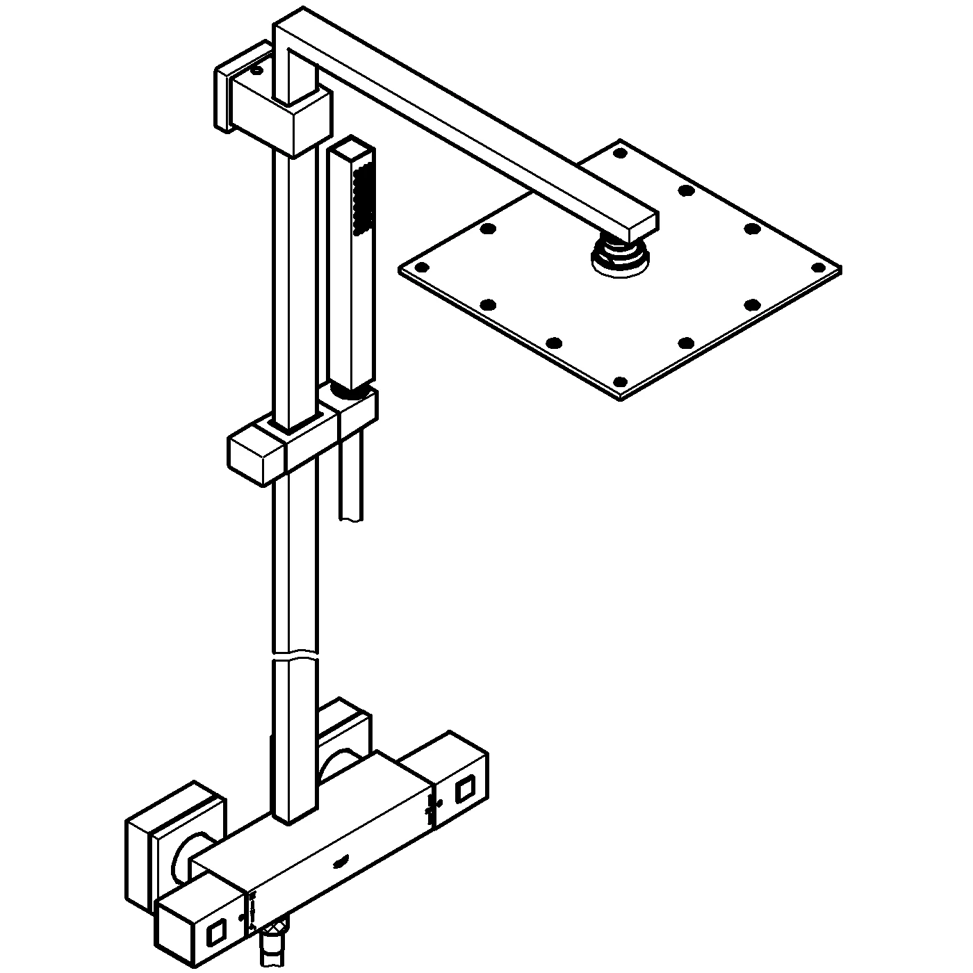 Duschsystem Euphoria Cube System 230 26087, mit Aufputz-Thermostatbatterie, Wandmontage, chrom