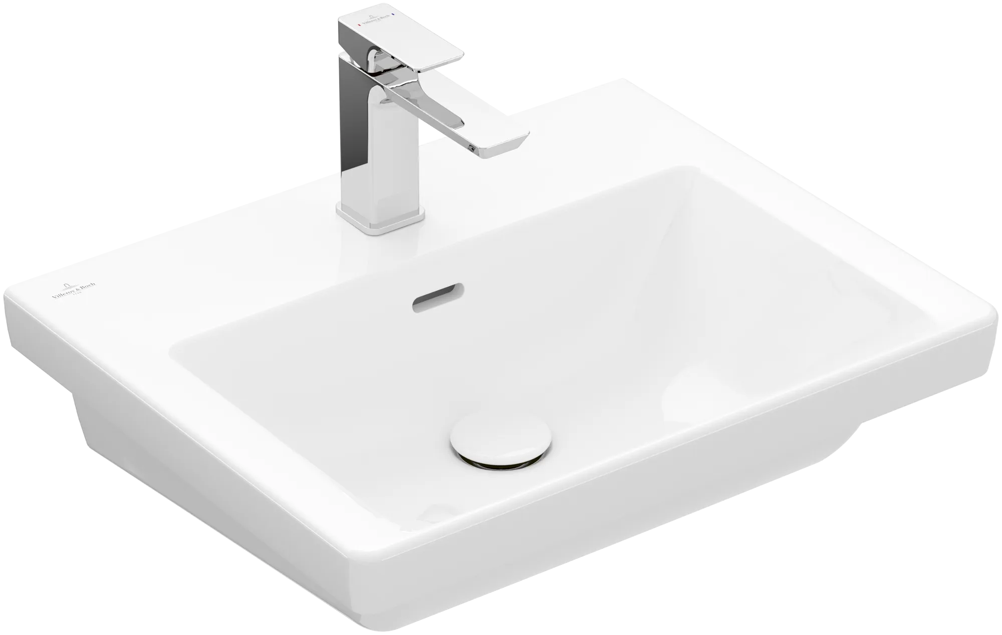 Villeroy & Boch Subway 3.0 Wandwaschbecken, 550x440x165mm, weiß Alpin, glänzend, mit Überlauf, für 3-Loch-Armatur