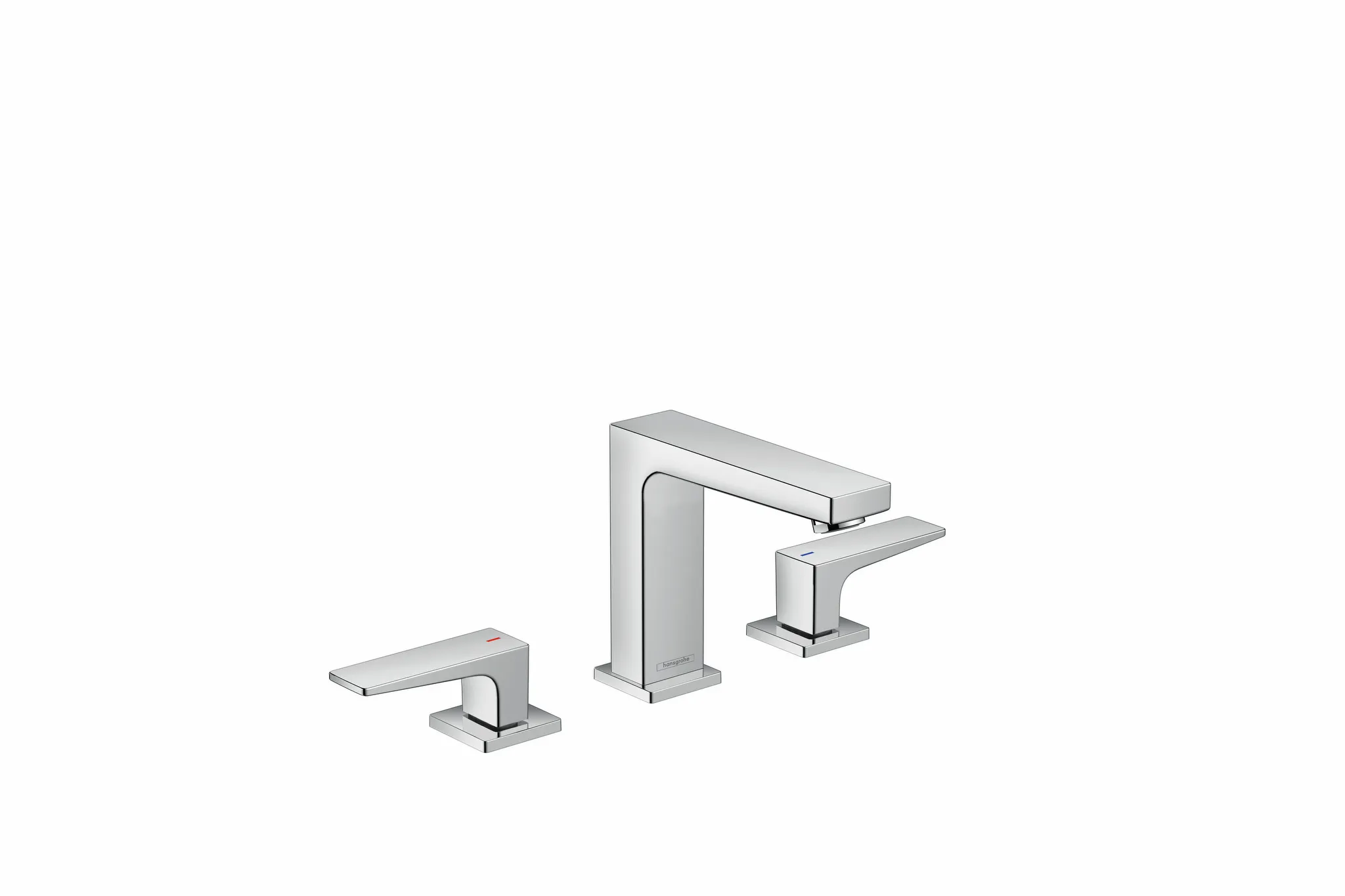 Hansgrohe Metropol 3-Loch Waschtischarmatur 110 mit Hebelgriffen und Push-Open Ablaufgarnitur, Chrom Hansgrohe Metropol 3-Loch Waschtischarmatur 110 mit Hebelgriffen und Push-Open Ablaufgarnitur, Chrom