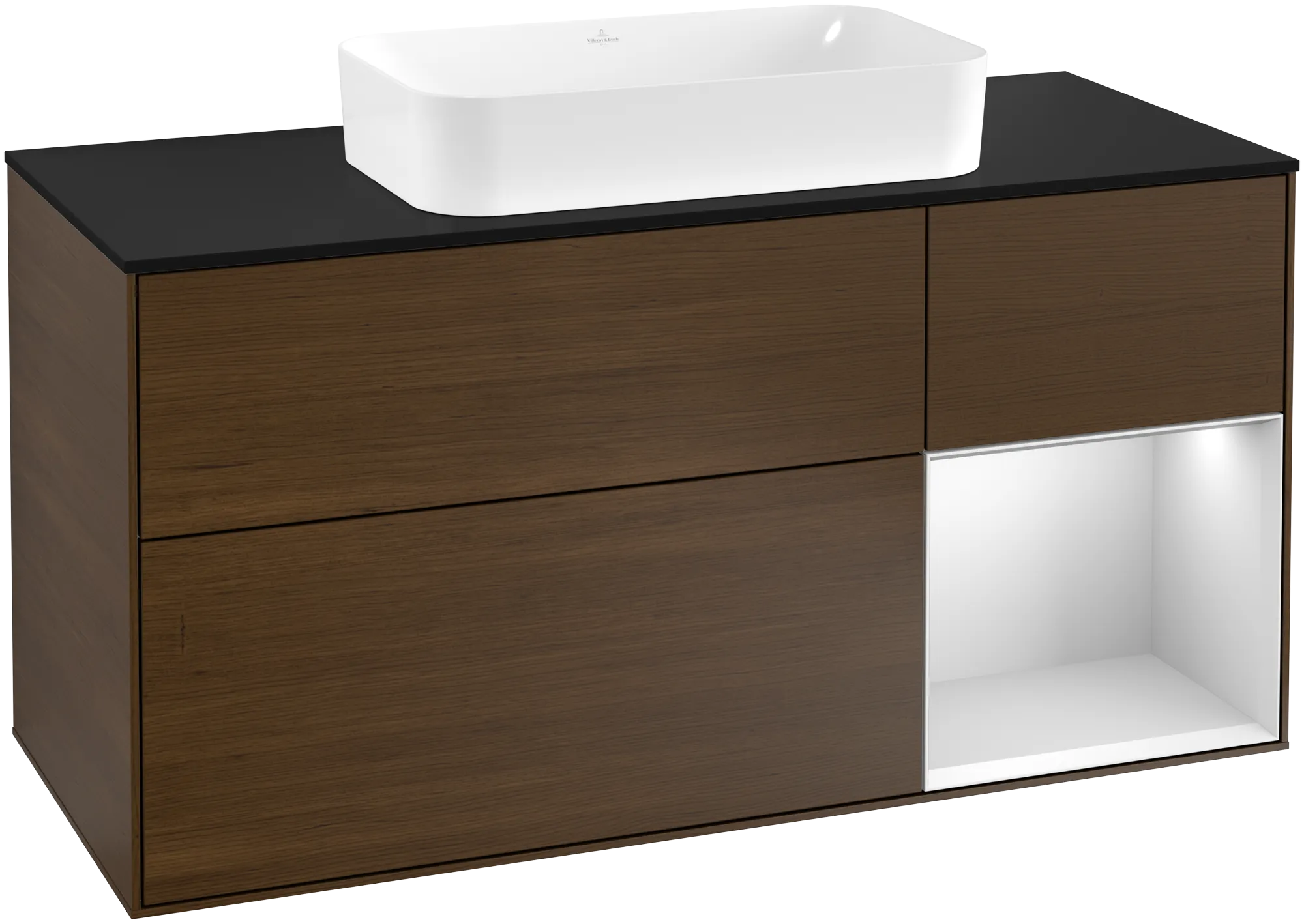 Villeroy & Boch Waschtischunterschrank „Finion“ für Schrankwaschtisch 1200 × 603 × 501 mm Walnut Veneer, mit Hahnlochbohrung, für Becken mittig Villeroy & Boch Waschtischunterschrank „Finion“ für Schrankwaschtisch 1200 × 603 × 501 mm Walnut Veneer, mit Hahnlochbohrung, für Becken mittig