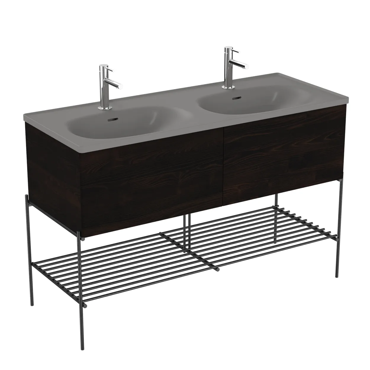 VitrA Equal Set Doppelwaschtisch 130 cm Steingrau/Ulme VitrA Equal Set Doppelwaschtisch 130 cm Steingrau/Ulme