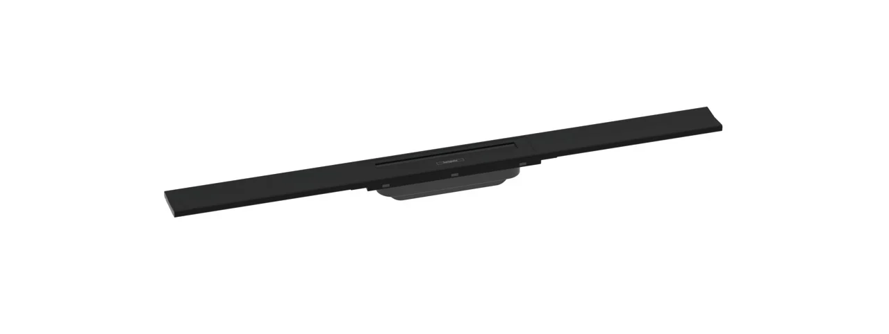 Hansgrohe RainDrain Flex Duschrinne 800 mm, Mattschwarz, höhenverstellbar um 10 mm, zweiseitige Montage, bis zu 60 l/min Ablaufleistung