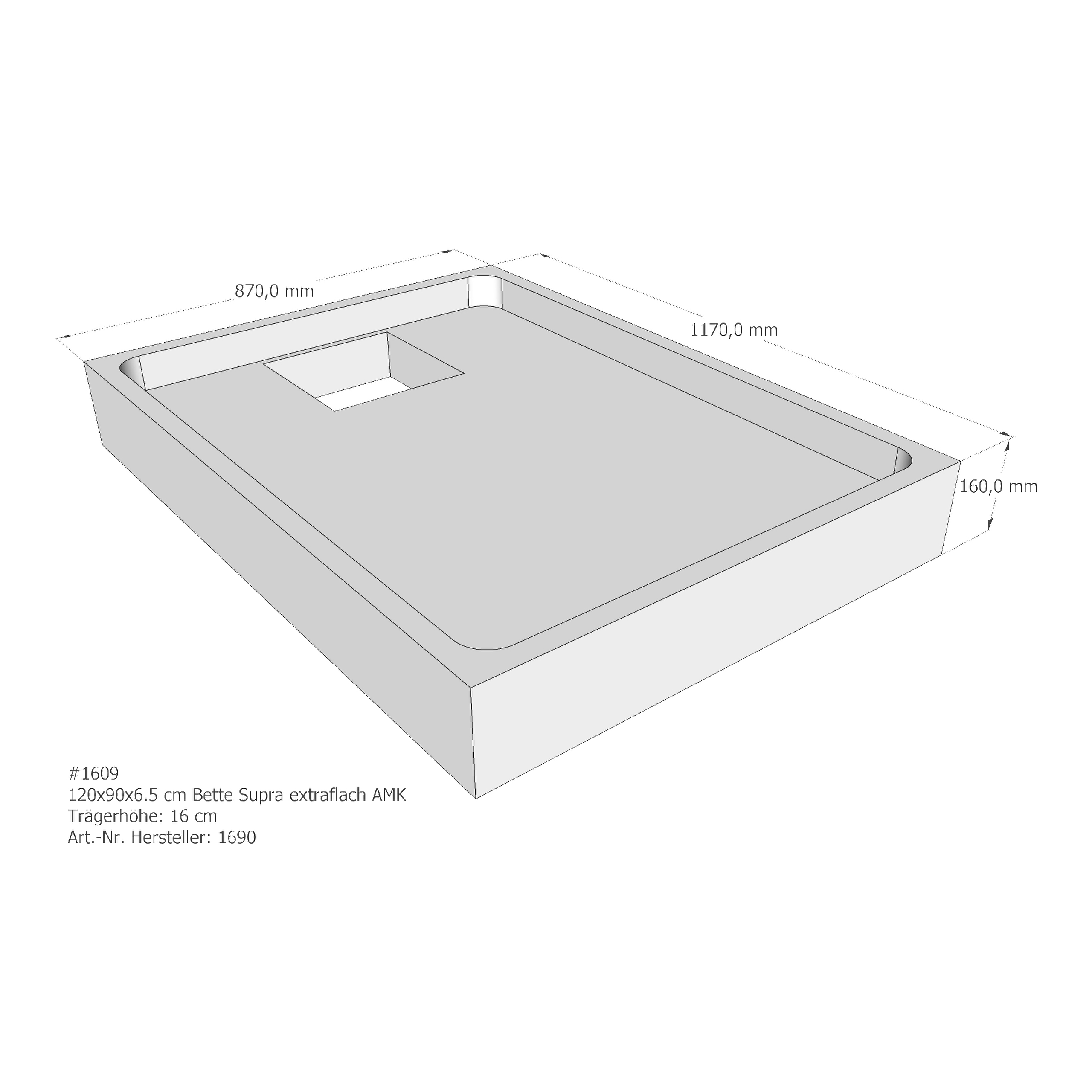 Duschwannenträger für Bette Supra (extraflach) 120 × 90 × 6,5 cm Breite: 90 cm / Länge: 120 cm Duschwannenträger für Bette Supra (extraflach) 120 × 90 × 6,5 cm Breite: 90 cm / Länge: 120 cm