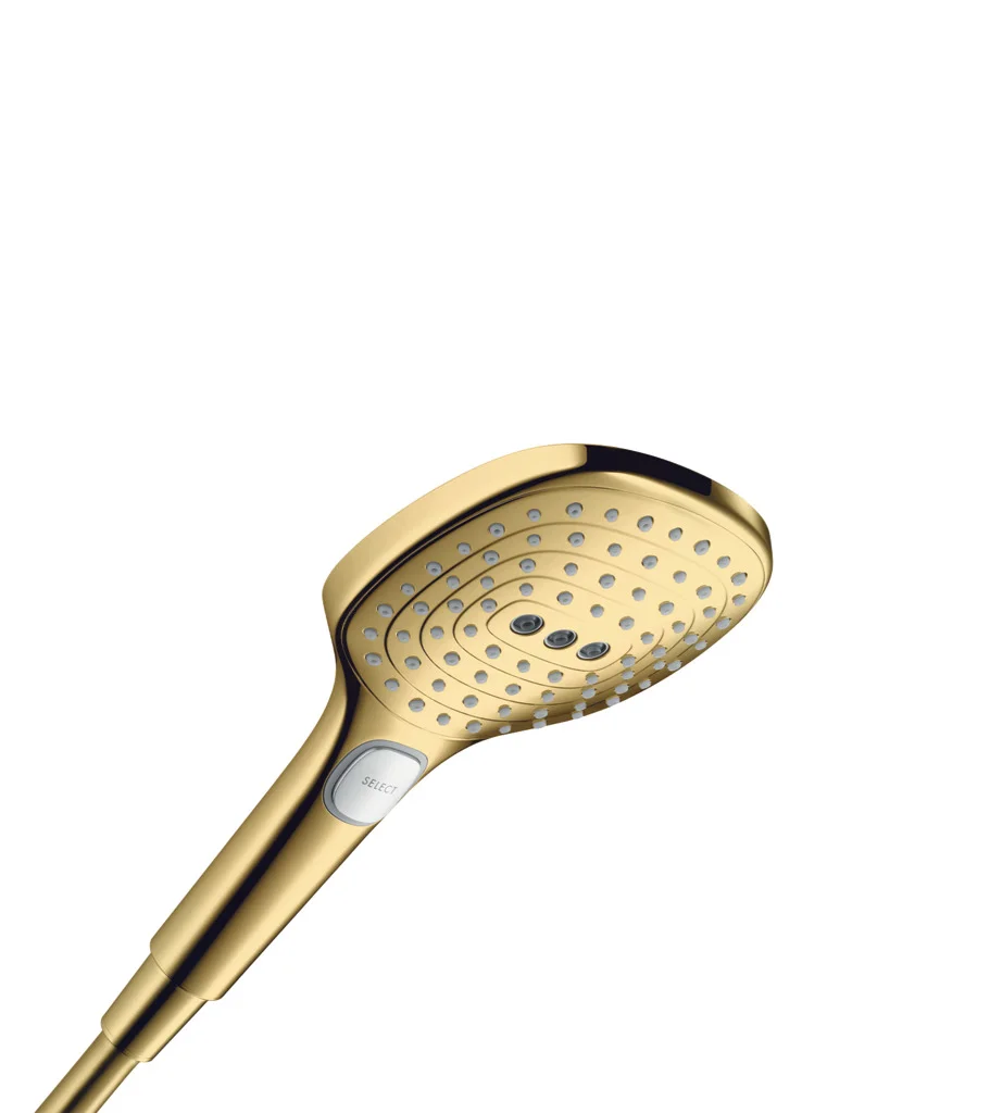 Hansgrohe Handbrause Raindance Select E 120 PGO, Polished Gold Optic, 3 Strahlarten, QuickClean, Durchfluss 14,4 l/min Hansgrohe Handbrause Raindance Select E 120 PGO, Polished Gold Optic, 3 Strahlarten, QuickClean, Durchfluss 14,4 l/min