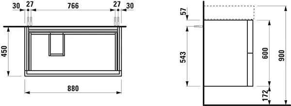 Laufen Waschtischunterbau „Kartell“ 450 × 600 × 880 mm Schiefergrau