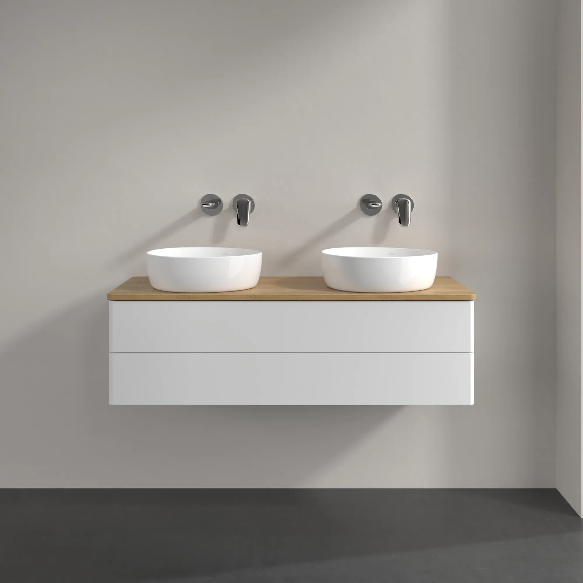 Villeroy & Boch Antao Waschbeckenunterschrank L24_1, 1200x360x500mm, Glossy White Lacquer / Honey Oak Villeroy & Boch Antao Waschbeckenunterschrank L24_1, 1200x360x500mm, Glossy White Lacquer / Honey Oak