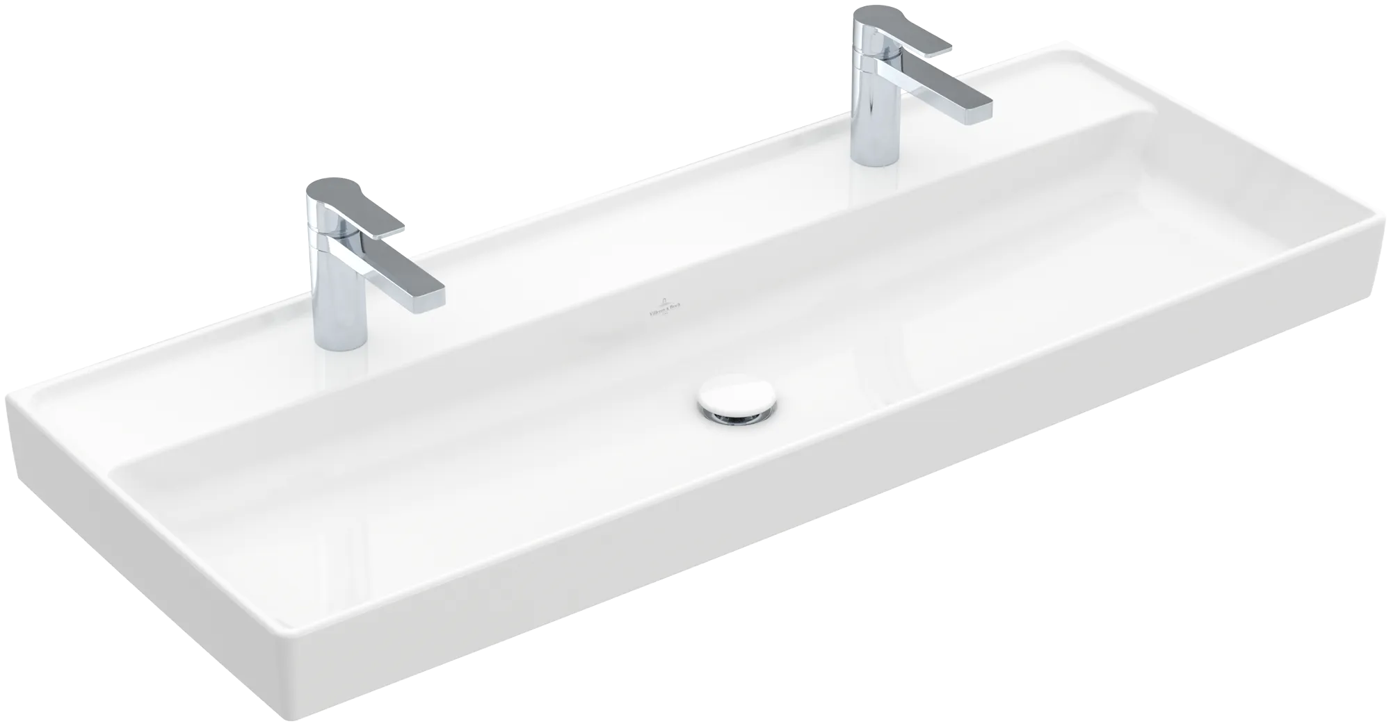 Villeroy & Boch Schrankwaschtisch aus TitanCeram „Collaro“ 1200 × 470 × 160 mm, Hahnlochposition links und rechts, mit Hahnlochbohrung in Weiß Alpin