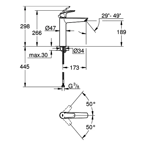 Grohe Eurosmart Professional Einhandmischer, 23971_3, XL-Size, chrom Grohe Eurosmart Professional Einhandmischer, 23971_3, XL-Size, chrom