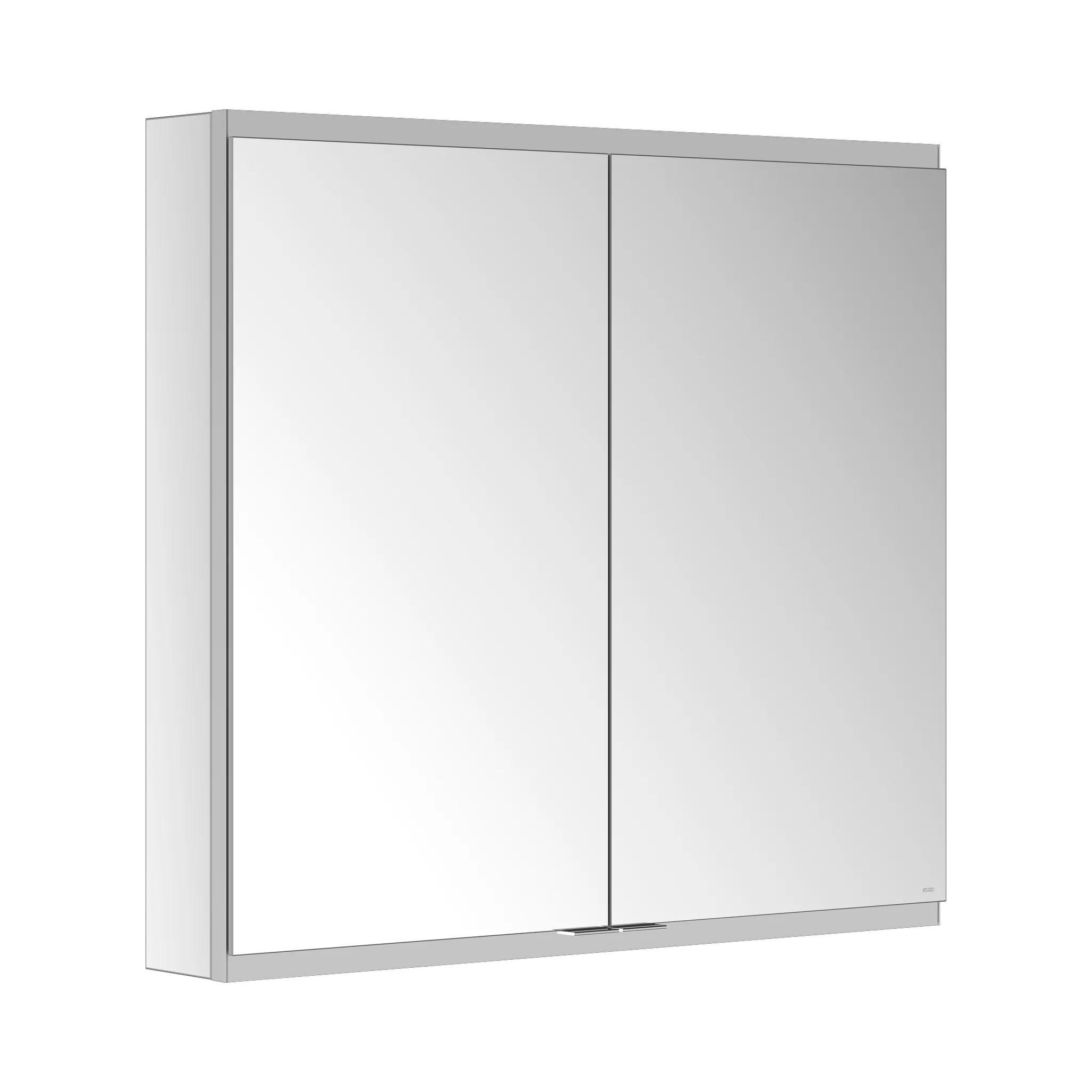 KEUCO Wandvorbau Spiegelschrank 2-türig „Royal Modular 2.0“ in Silber (eloxiert), Aufputz, ohne Beleuchtung, mit Steckdosen 800 × 700 × 120 mm