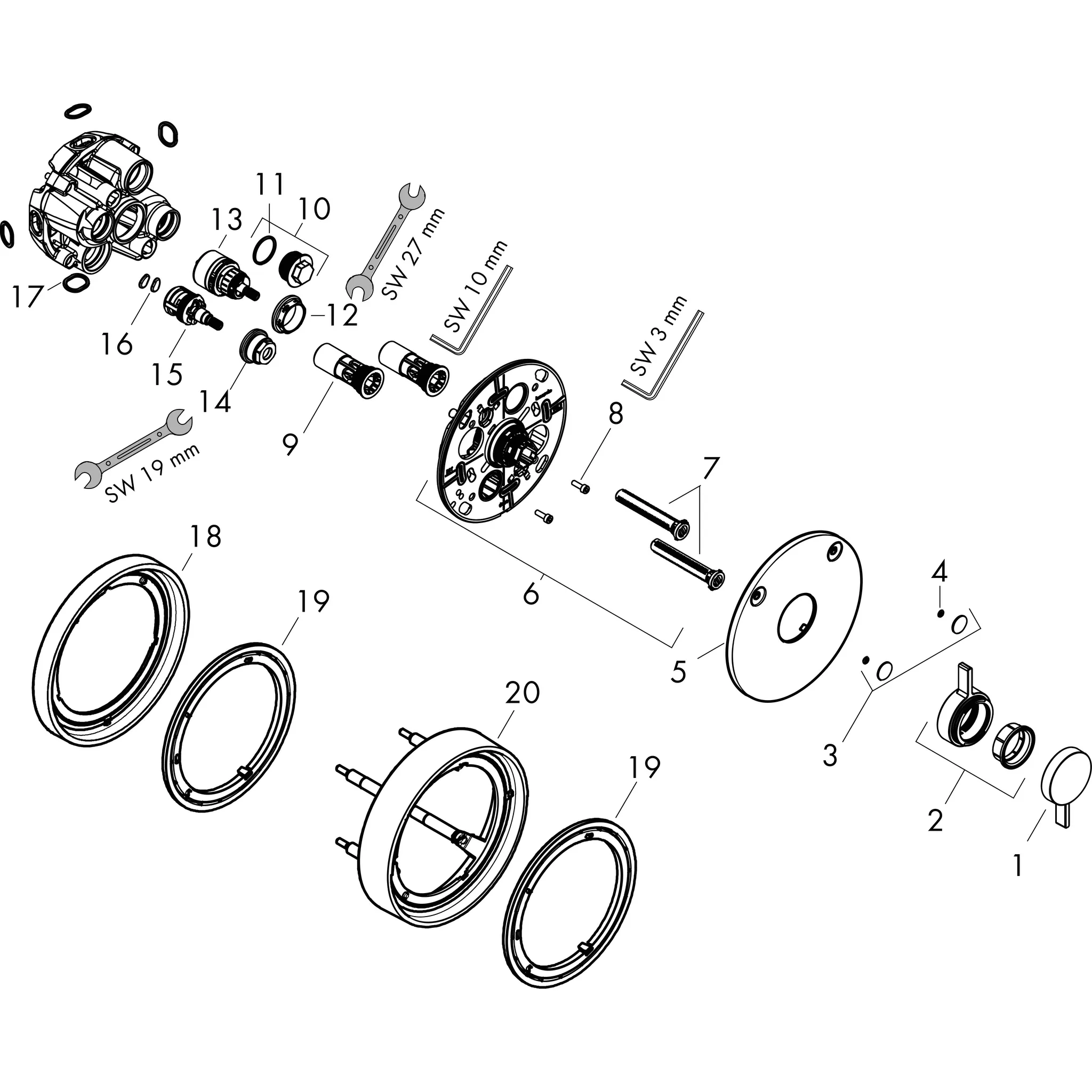 Hansgrohe DuoTurn S Mischer Unterputz für 2 Verbraucher Chrom Hansgrohe DuoTurn S Mischer Unterputz für 2 Verbraucher Chrom