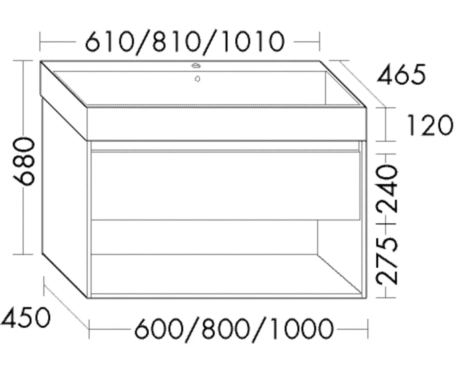 Keramik-Waschtisch inkl. Waschtischunterschrank Devio von burgbad – 1005 mm breit, 465 mm tief, 680 mm hoch