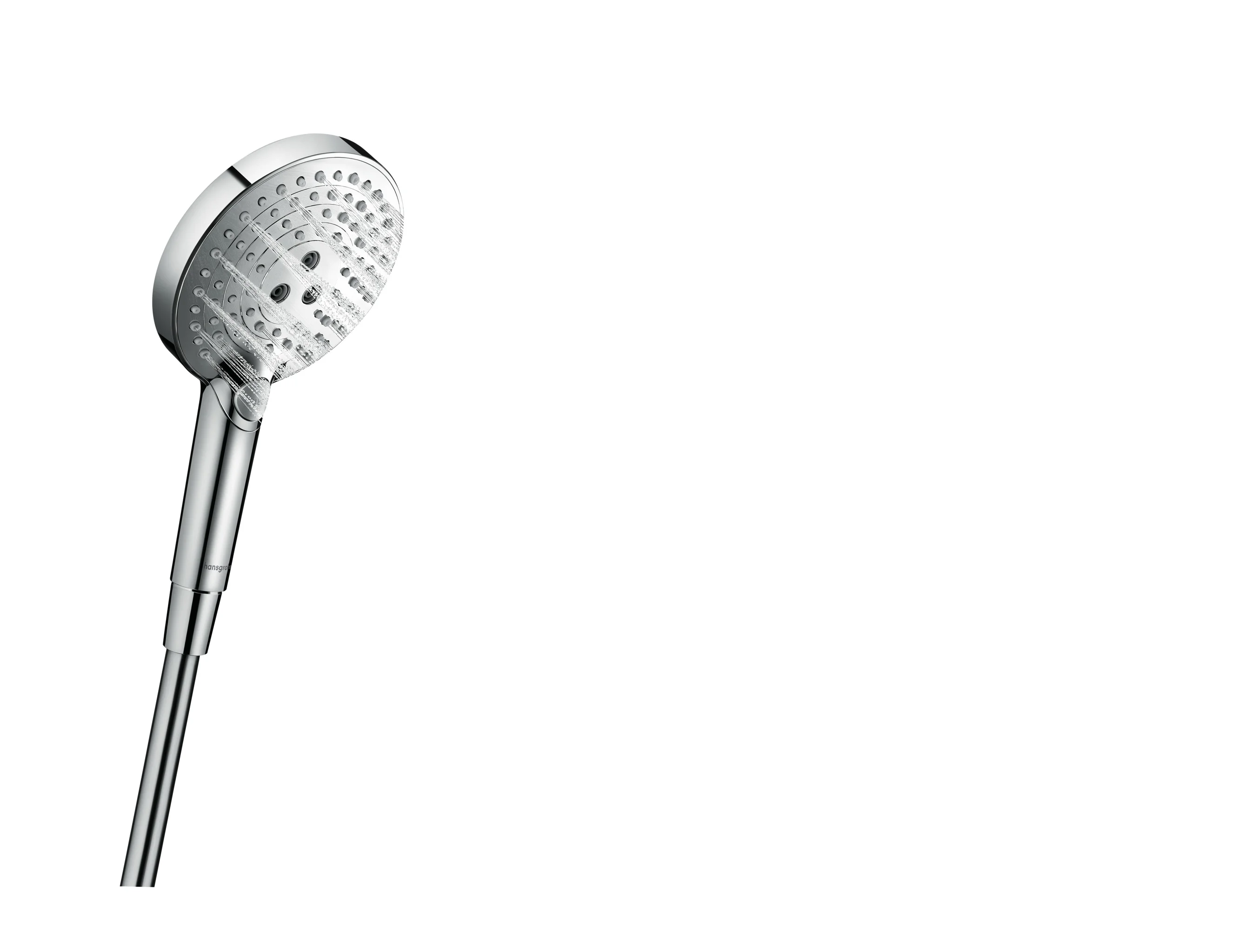 Hansgrohe Raindance Select S Handbrause 120, 3jet PowderRain Chrom, 125 mm Brausekopfgröße, max. Durchfluss 11 l/min bei 3 bar Hansgrohe Raindance Select S Handbrause 120, 3jet PowderRain Chrom, 125 mm Brausekopfgröße, max. Durchfluss 11 l/min bei 3 bar