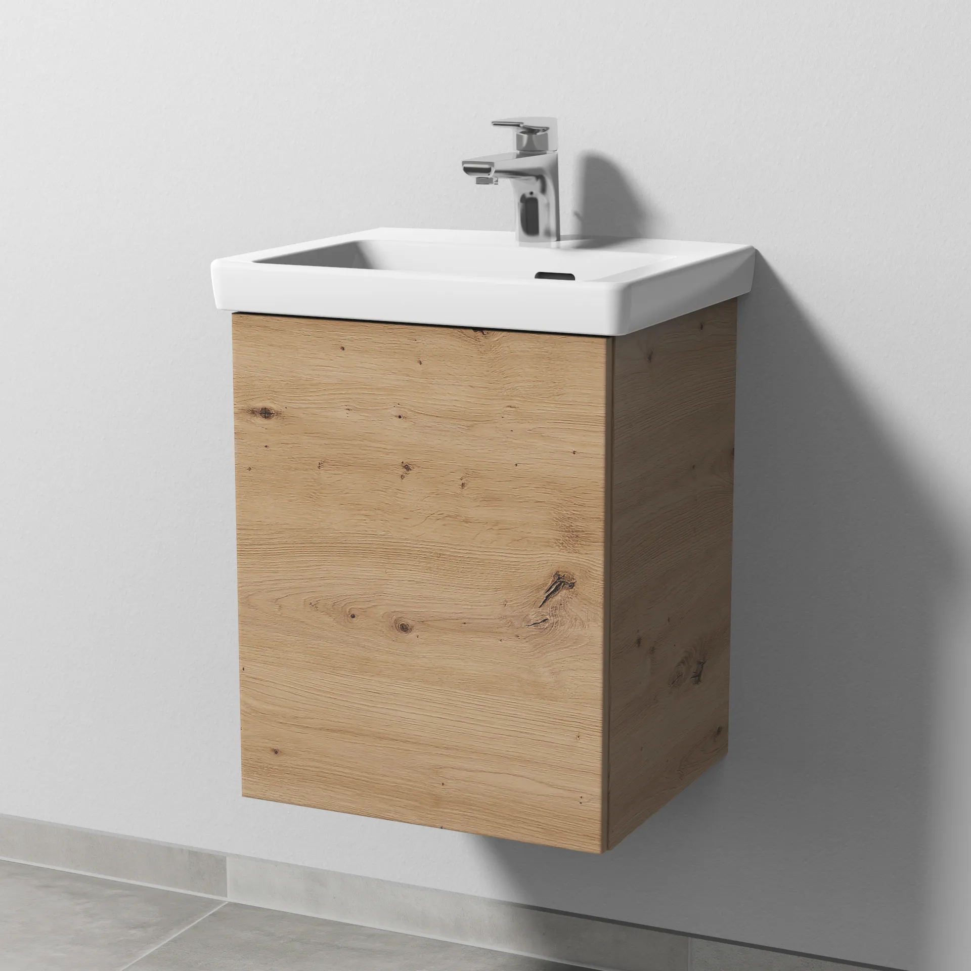 Sanipa Waschtischunterschrank „3way“ 407 × 517 × 361 mm in Eiche Natural-Touch, Anschlag links