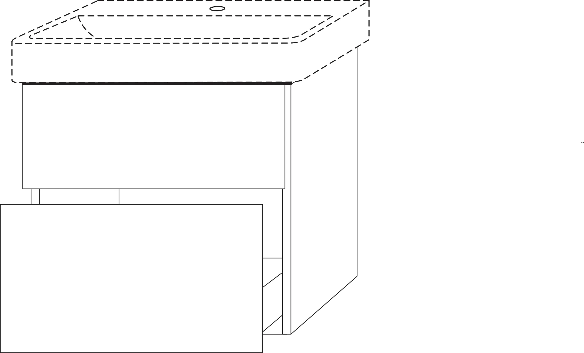 Waschtischunterbau mit Auszügen 3way (UF423) 588x550x377 Schwarz-Matt