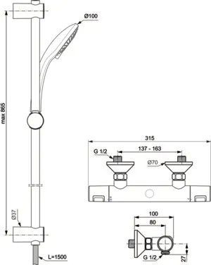 Ideal Standard Ceratherm T25 Brausethermostat Aufputz DN 15 Chrom Ideal Standard Ceratherm T25 Brausethermostat Aufputz DN 15 Chrom