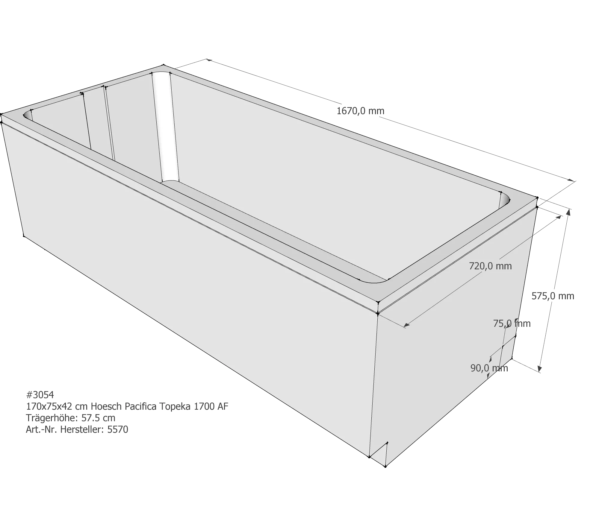 Badewannenträger passend für Hoesch Topeka 170 × 75 × 42 cm Badewannenträger passend für Hoesch Topeka 170 × 75 × 42 cm