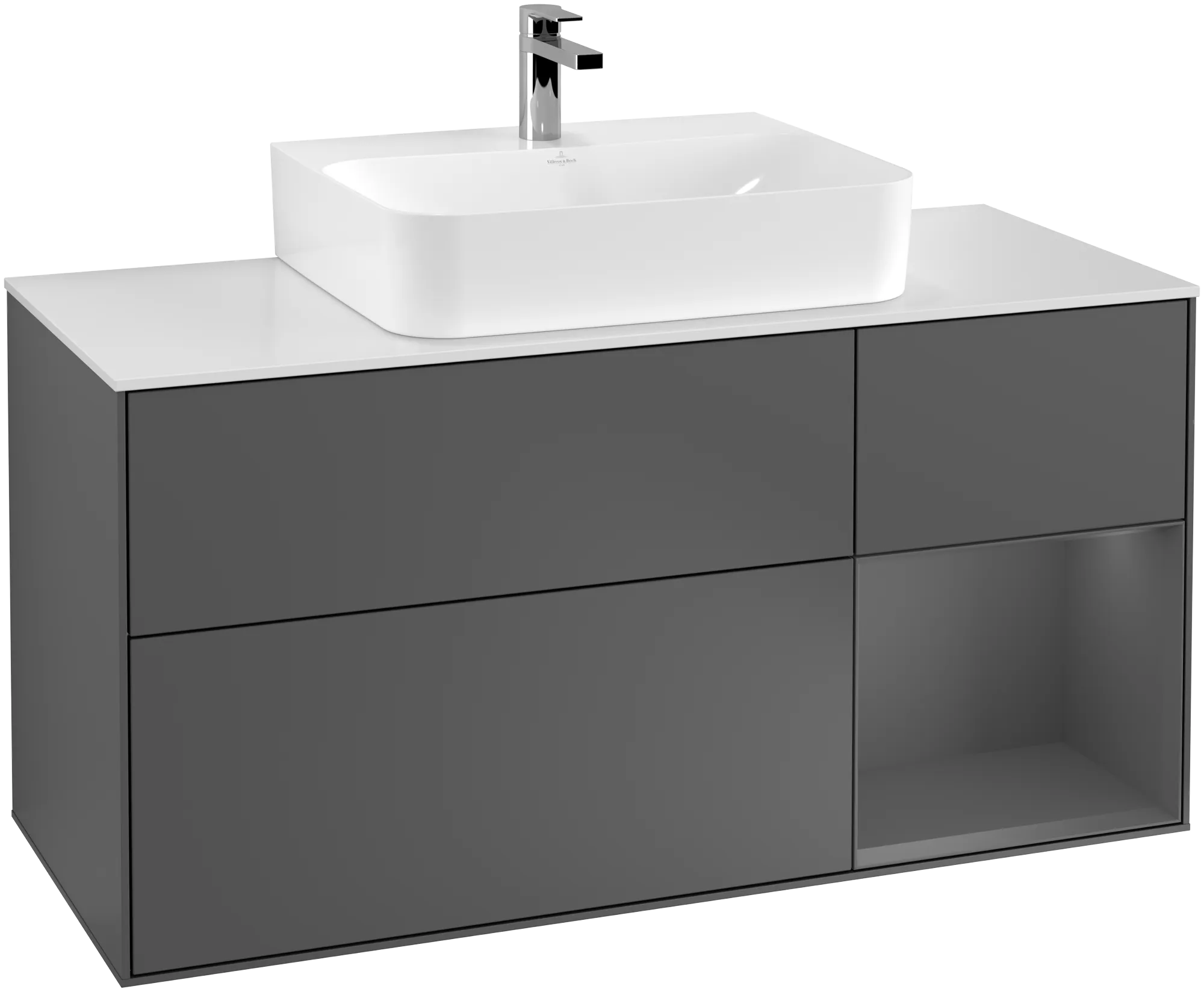 Villeroy & Boch Finion Waschbeckenunterschrank G17 1200x603x501mm Anthrazit Matt Lackierung/Glas Weiss Matt