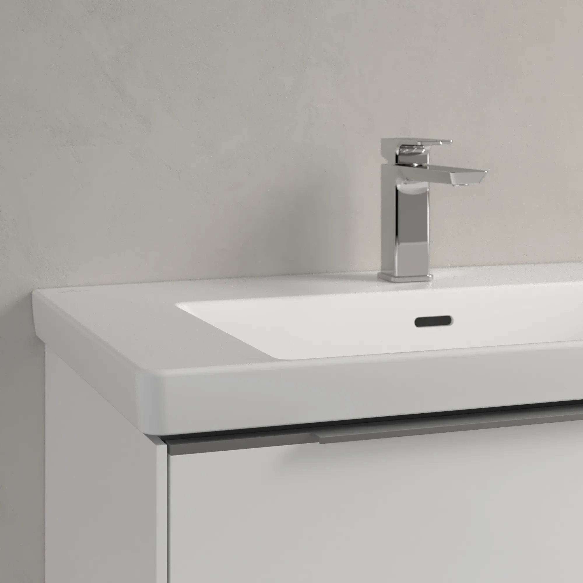 Villeroy & Boch Wandwaschtisch aus TitanCeram „Subway 3.0“ 800 × 470 × 165 mm, ohne Hahnlochbohrung, Hahnlochposition mittig in Stone White Villeroy & Boch Wandwaschtisch aus TitanCeram „Subway 3.0“ 800 × 470 × 165 mm, ohne Hahnlochbohrung, Hahnlochposition mittig in Stone White