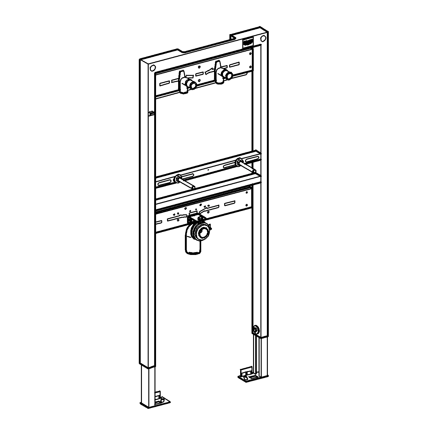 Waschtisch-Element Rapid SL 38546, 1,30 m Bauhöhe, für Wandbatterie, für Vorwand- oder Ständerwandmontage, 2 schallgedämmte Armaturenanschlüsse DN 15, HT-Ablaufbogen DN 50