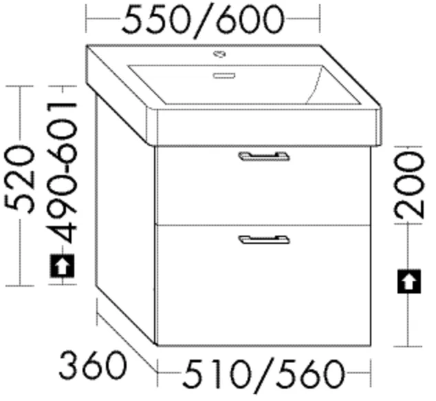 Waschtischunterschrank Laufen Pro S 818958 von burgbad - Sys30 Serie, 510 mm breit, 520 mm hoch, 360 mm tief, 1 Schublade oben, 1 Auszug unten, 260 mm Einbautiefe Waschtischunterschrank Laufen Pro S 818958 von burgbad - Sys30 Serie, 510 mm breit, 520 mm hoch, 360 mm tief, 1 Schublade oben, 1 Auszug unten, 260 mm Einbautiefe
