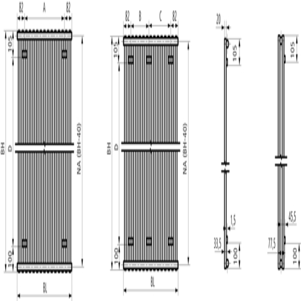 Design-Heizkörper „Pio®“ 60,4 × 180 cm in weiß, E6N2V1800602XXK, Sonderpreis