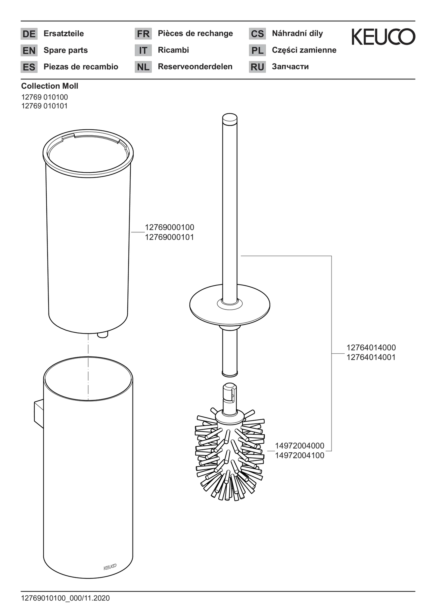 Collection Moll Toilettenbürstengarnitur Wandmodell verchromt/anthrazit Collection Moll Toilettenbürstengarnitur Wandmodell verchromt/anthrazit